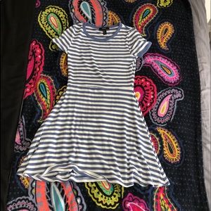 blue&white stripped short sleeved dress